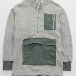 Offline by Aerie Sherpa Nylon Quarter Zip Jacket